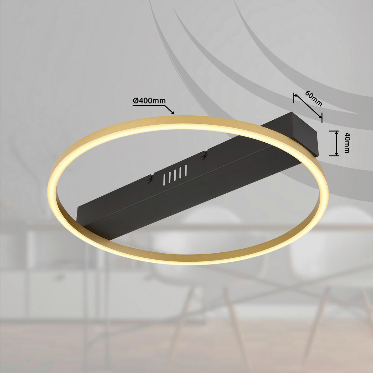 GLOBO Deckenleuchte gold Opal schwarz Metall Acryl B/H/L: ca. 39,4x5,3x40 cm 1 Brennstellen Luffy - gold/schwarz (40,00/39,40/5,30cm) - GLOBO