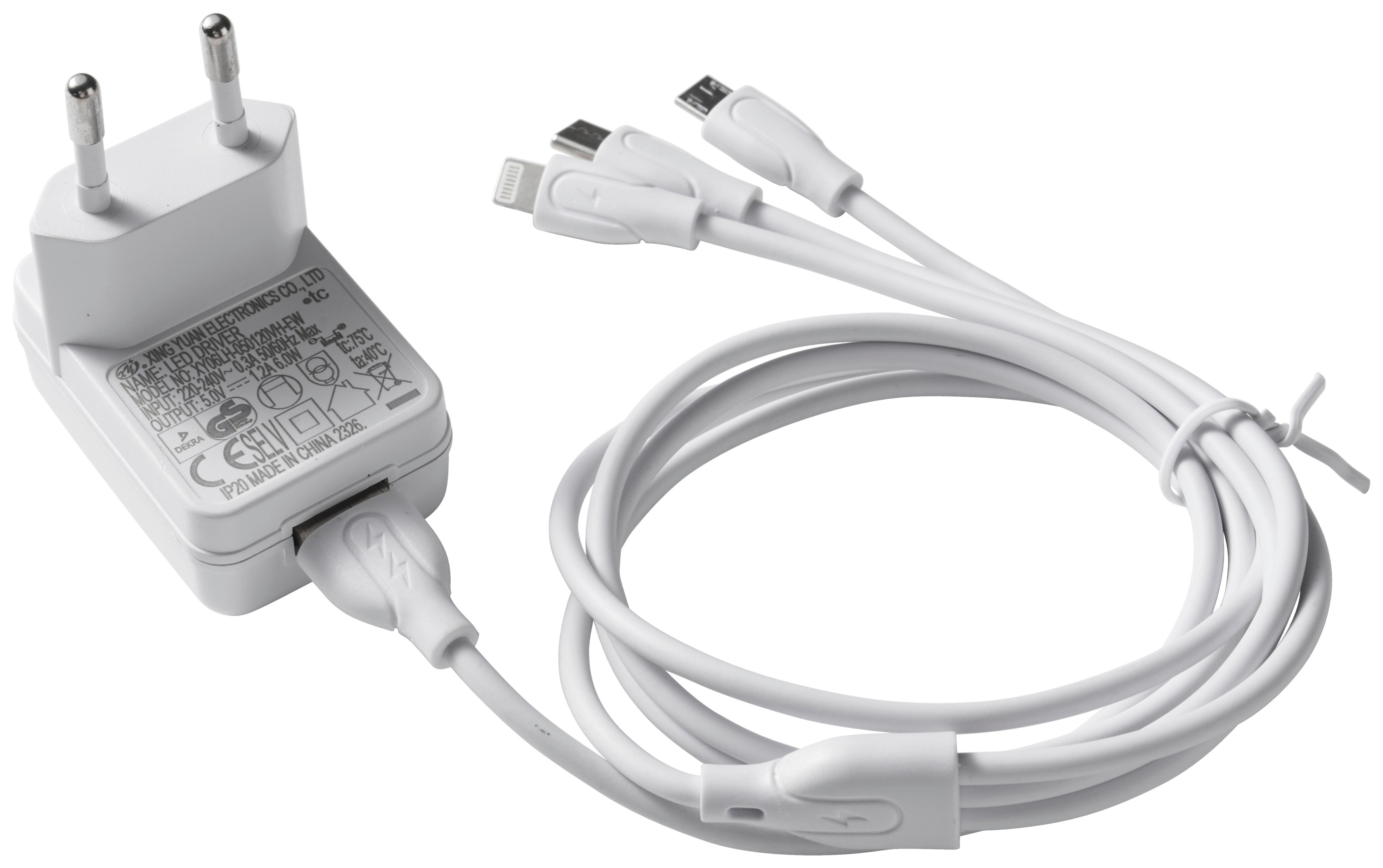 USB-Adabter weiß Kunststoff L: ca. 115 cm USB-Adapterset_3in1_mit_Stecker - weiß (115,00cm)
