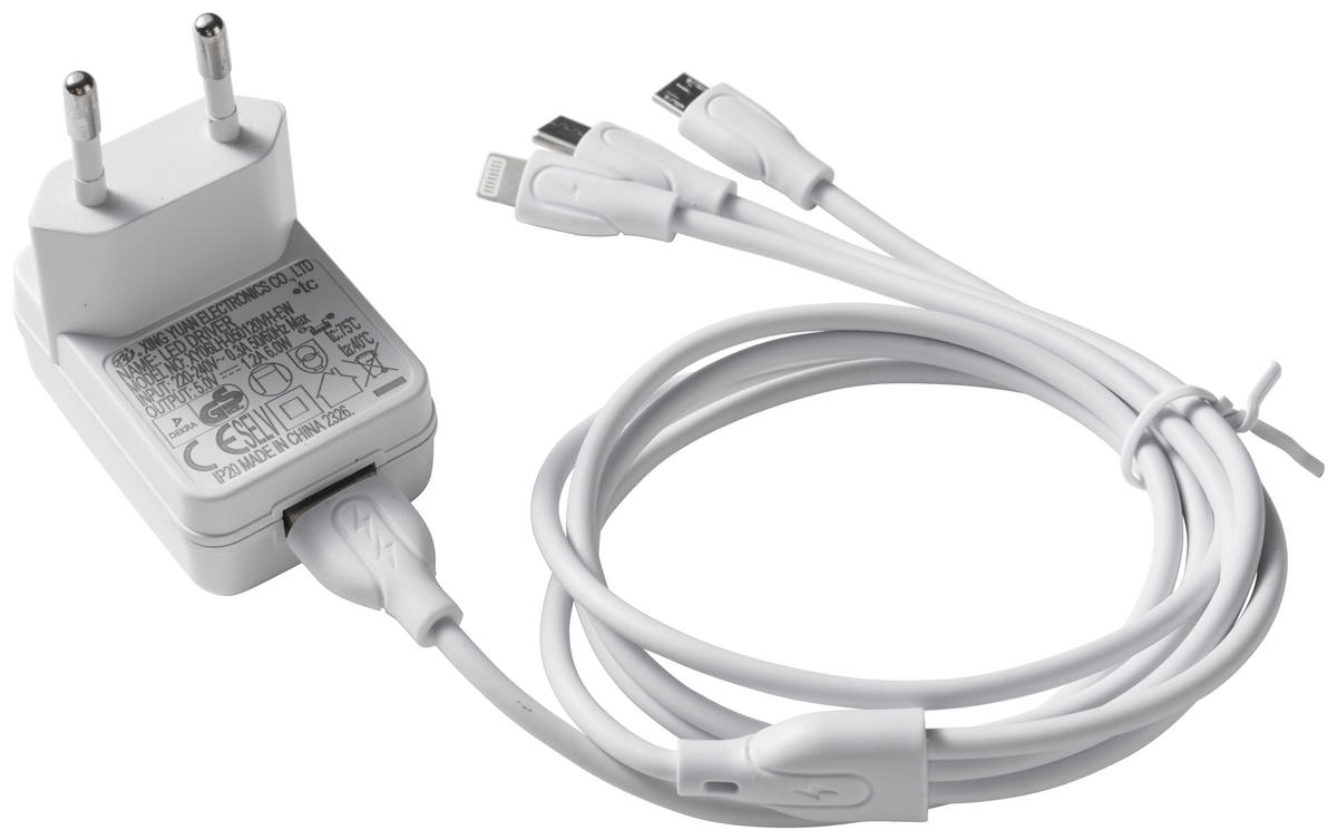 USB-Adabter weiß Kunststoff L: ca. 115 cm USB-Adapterset_3in1_mit_Stecker - weiß (115,00cm)