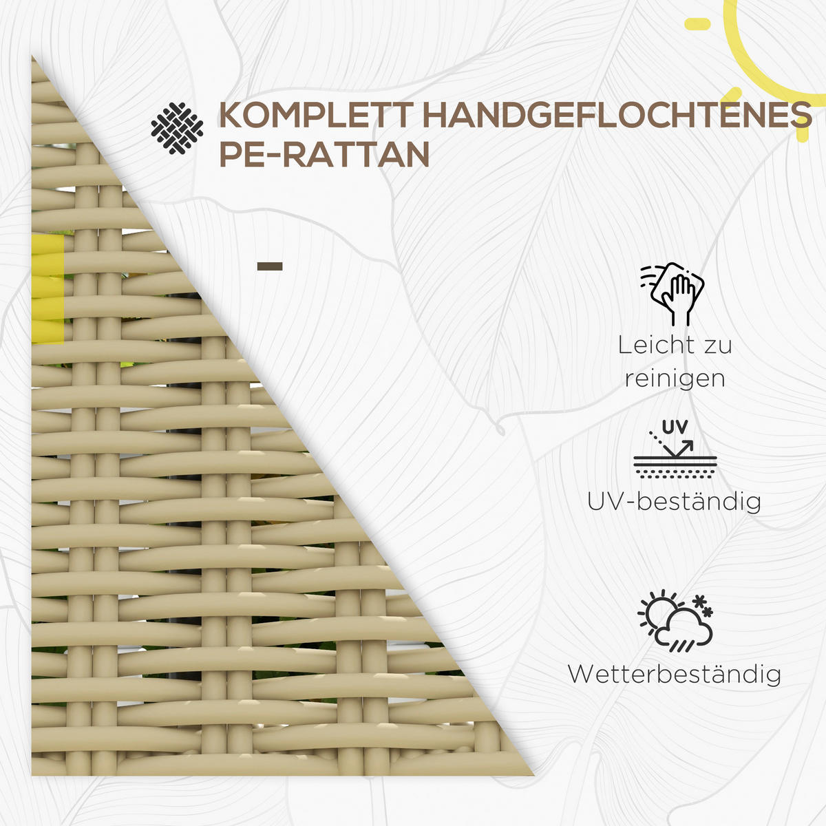 Outsunny Gartenbank khaki Polyrattan B/H/L: ca. 66x132x80 cm Gartenbank - khaki (80,00/66,00/132,00cm) - Outsunny