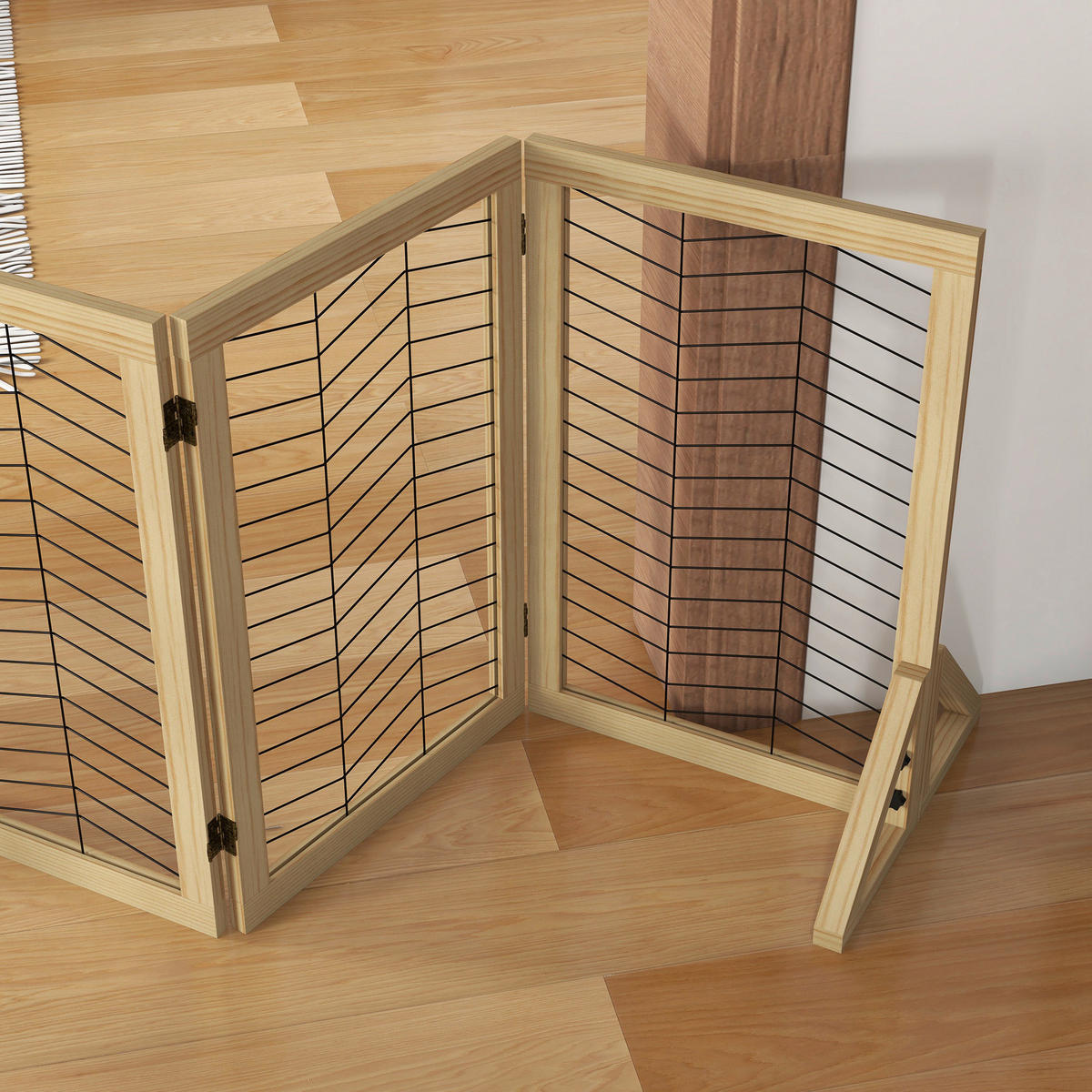 PawHut Hunde-Zubehör natur Edelstahl B/H/L: ca. 44x375x70 cm Hundetürgitter - natur (70,00/44,00/375,00cm) - PawHut