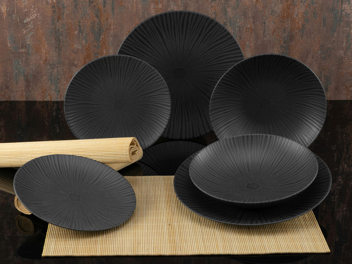 Vesuvio POCO 12 Steinzeug Tafelservice schwarz kaufen CreaTable tlg. online ▷ bei