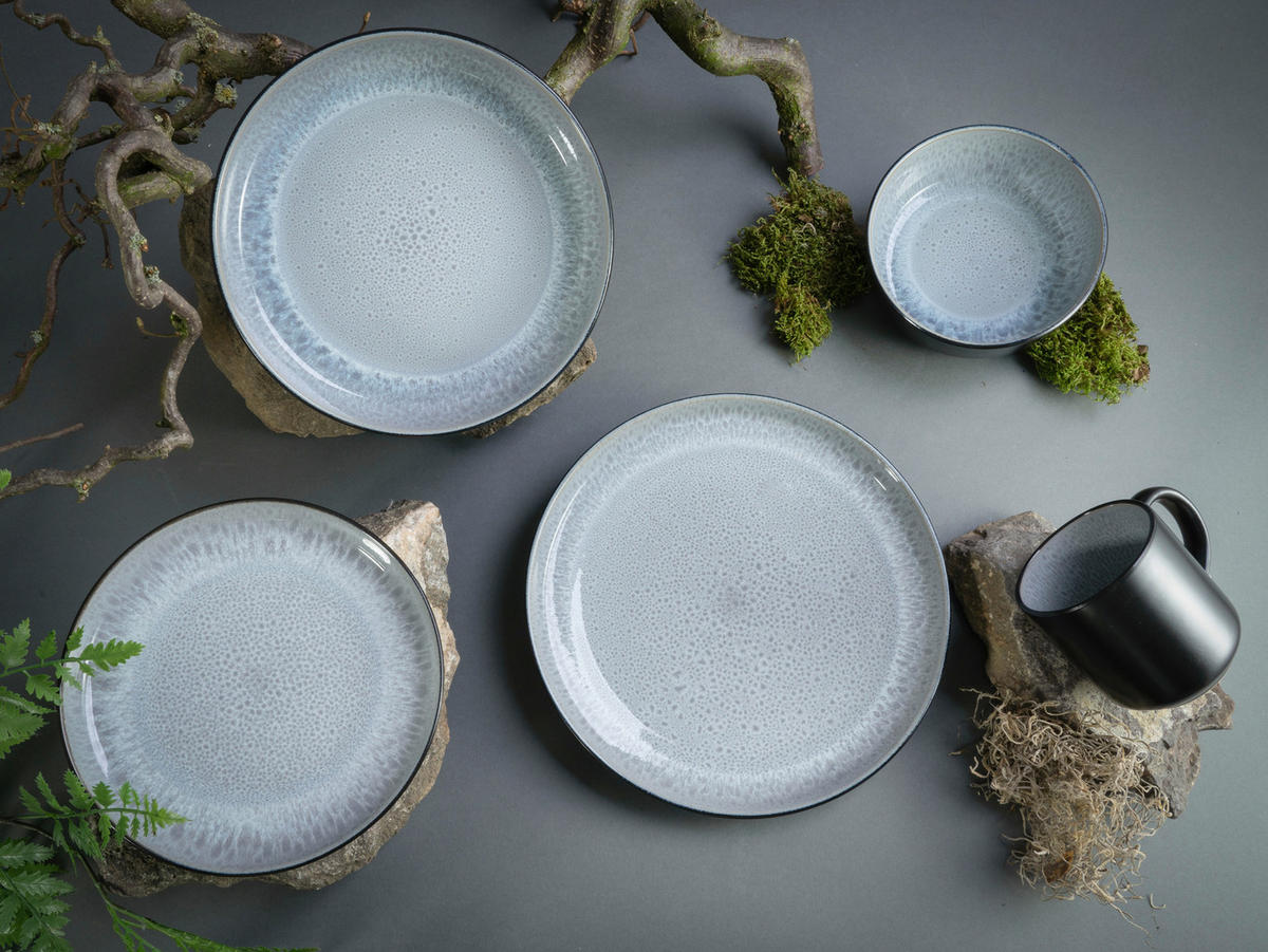 CreaTable Kombiservice Nordic Fjord grau Steinzeug 10 tlg. Nordic Fjord - grau - CreaTable