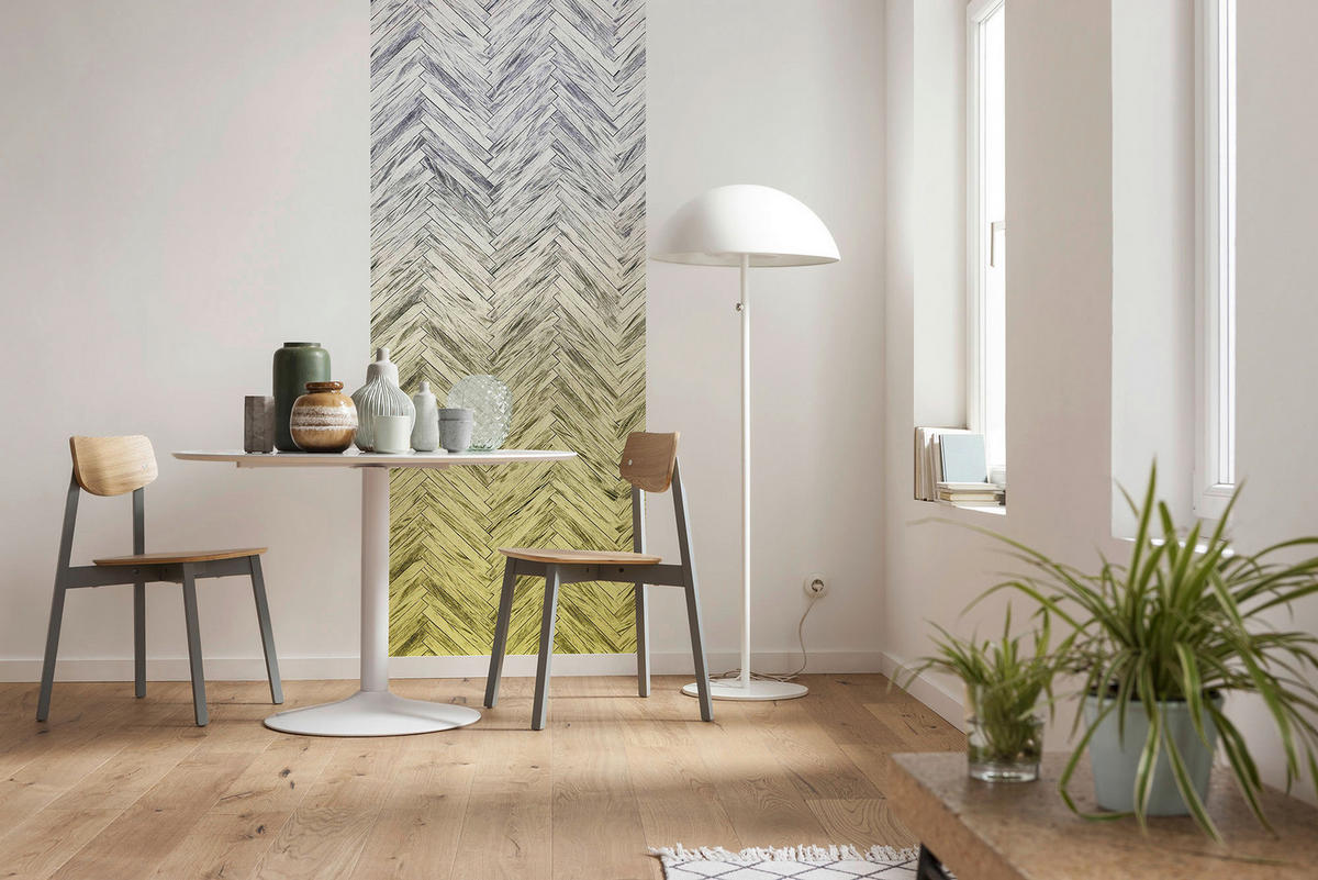 Komar Fototapete Herringbone Yellow Panel B/L: ca. 100x250 cm Herringbone Yellow Panel - (100,00/250,00cm) - Komar