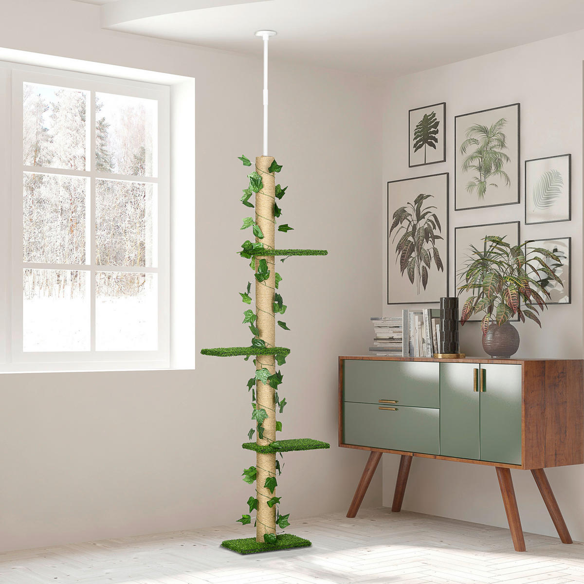 PawHut Kratzbaum gelb Spanplatte B/H/L: ca. 21x242x37 cm Kratzbaum - gelb/grün (37,00/21,00/242,00cm) - PawHut
