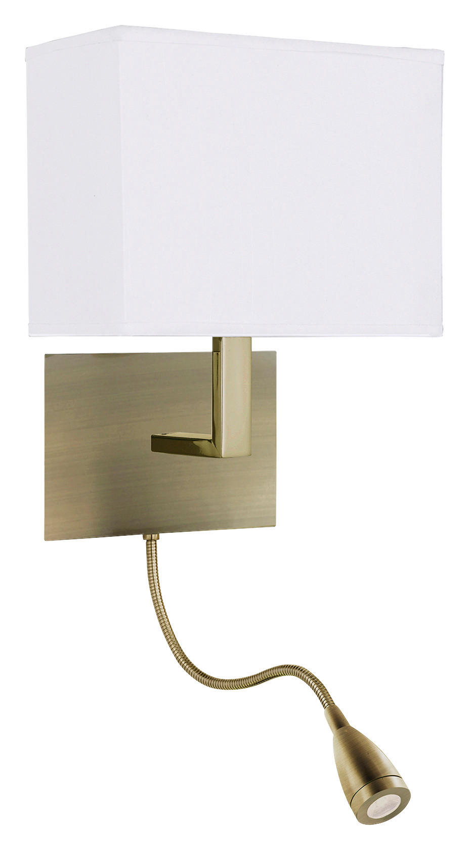 Searchlight Wandleuchte messing weiß Stahl Textil B/H/T: ca. 20x26x26 cm E27 1 Brennstellen Hotel - messing/weiß (20,00/26,00/26,00cm) - Searchlight