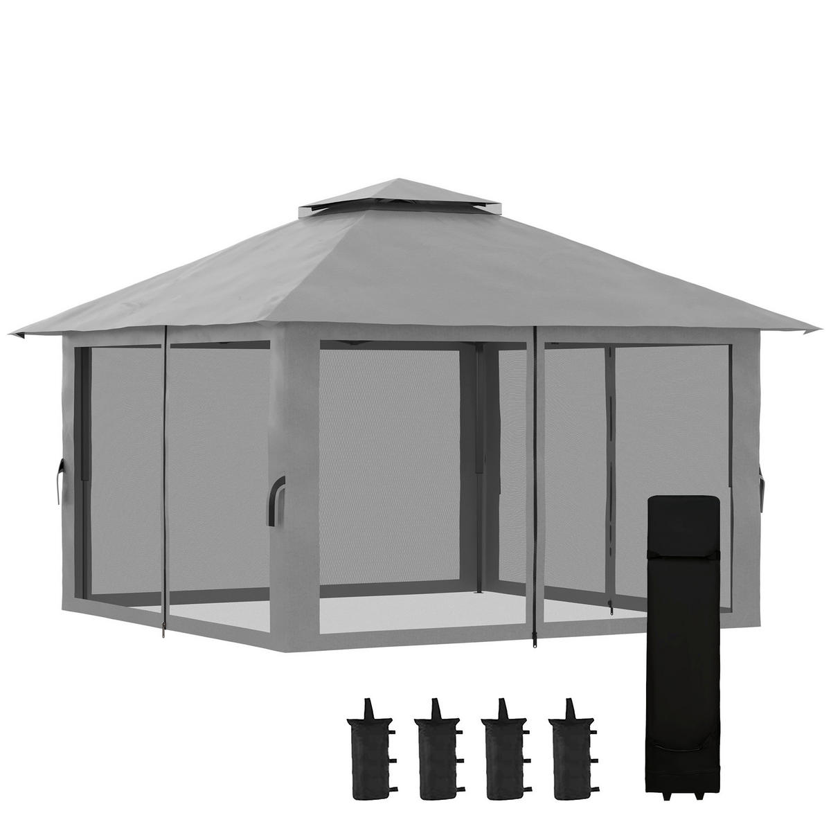 Outsunny Faltpavillon dunkelgrau Stoff B/H/L: ca. 392x283x392 cm Faltpavillon - dunkelgrau (392,00/392,00/283,00cm) - Outsunny