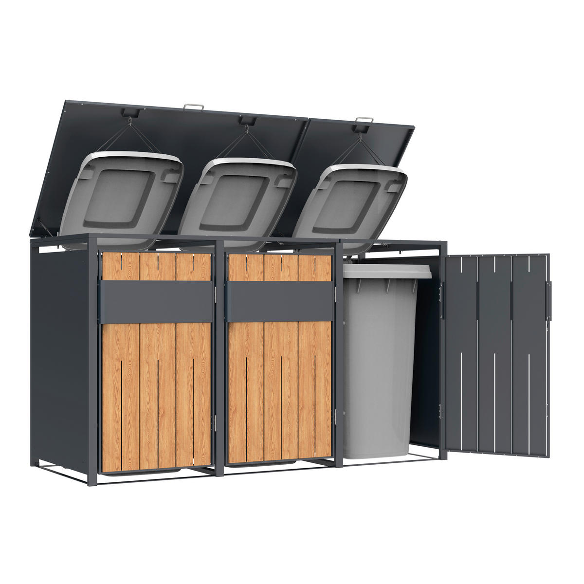 Westmann Mülltonnenbox Varius Holzoptik B/H/L: ca. 198x116x80 cm Varius - Holzoptik (80,00/198,00/116,00cm) - Westmann