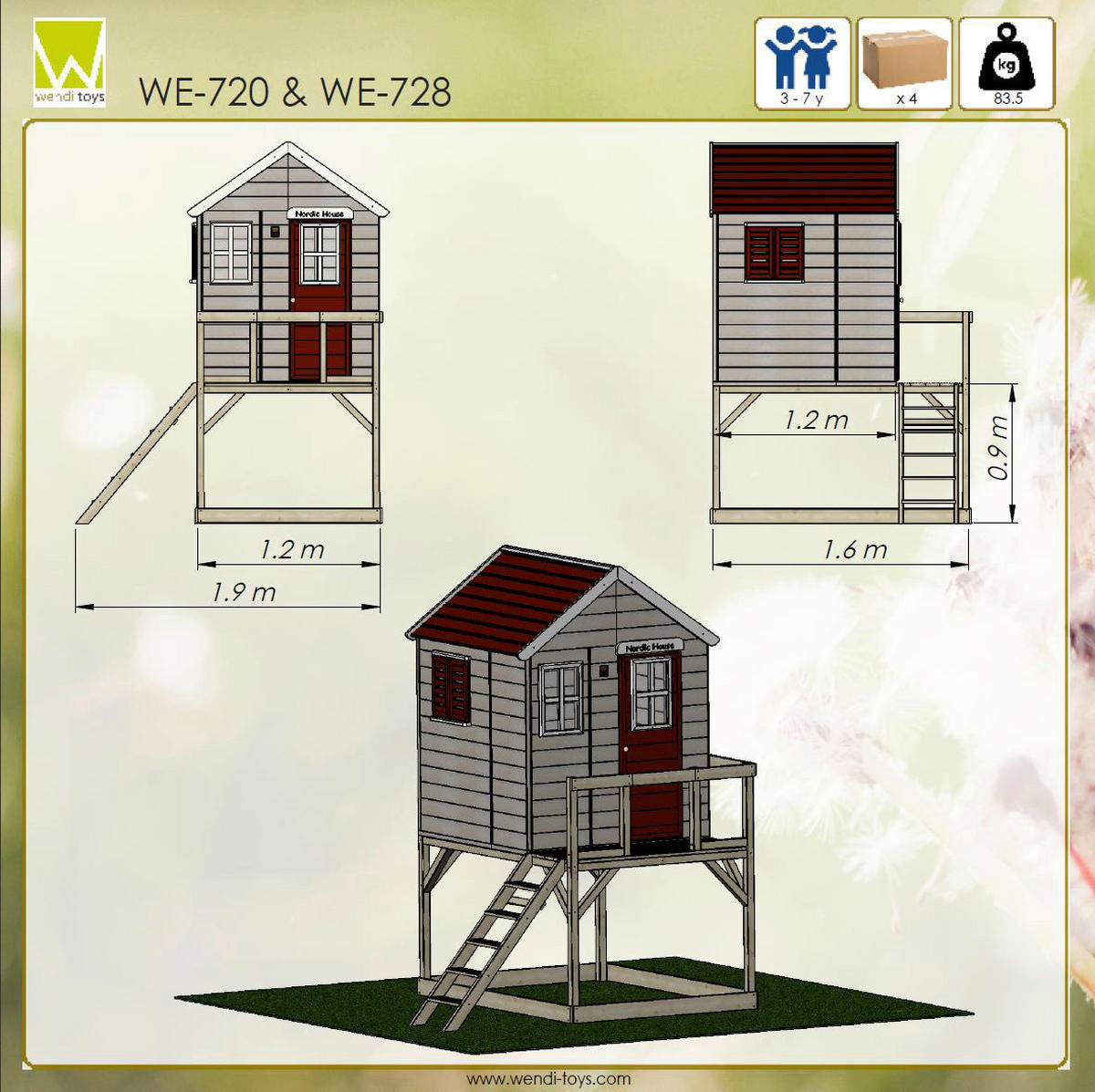 Wendi Toys Spielhaus Storch natur B/H/T: ca. 193x240x160 cm Storch - natur (193,00/240,00/160,00cm) - Wendi Toys