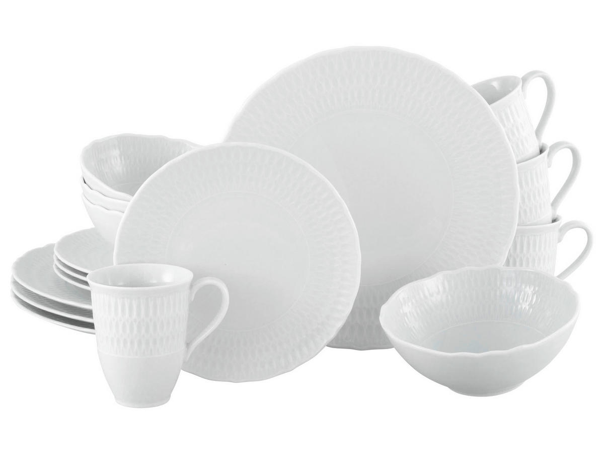 CreaTable Kombiservice Sofia weiß Porzellan 16 tlg. Sofia - weiß - CreaTable