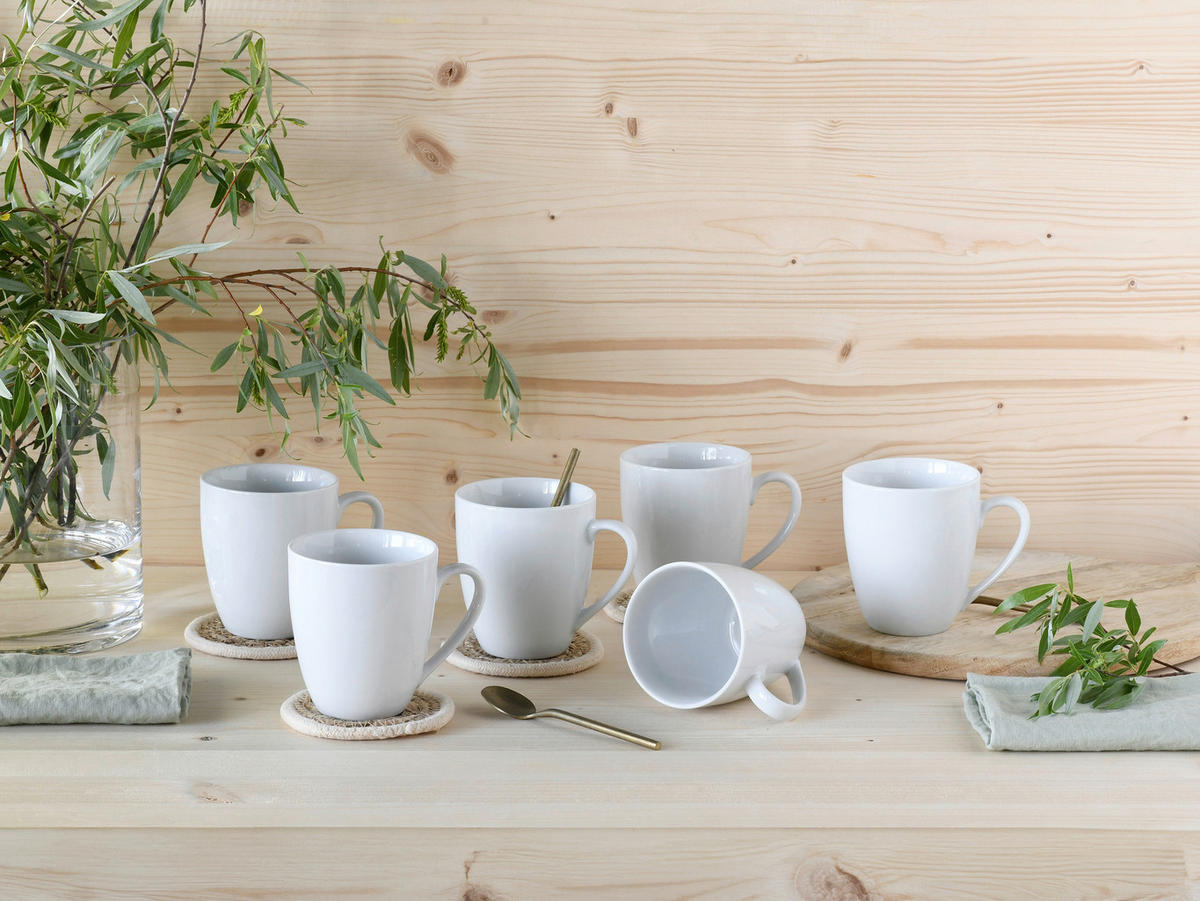 CreaTable Kaffeebecher Luna weiß Porzellan 6 tlg. Luna - weiß - CreaTable