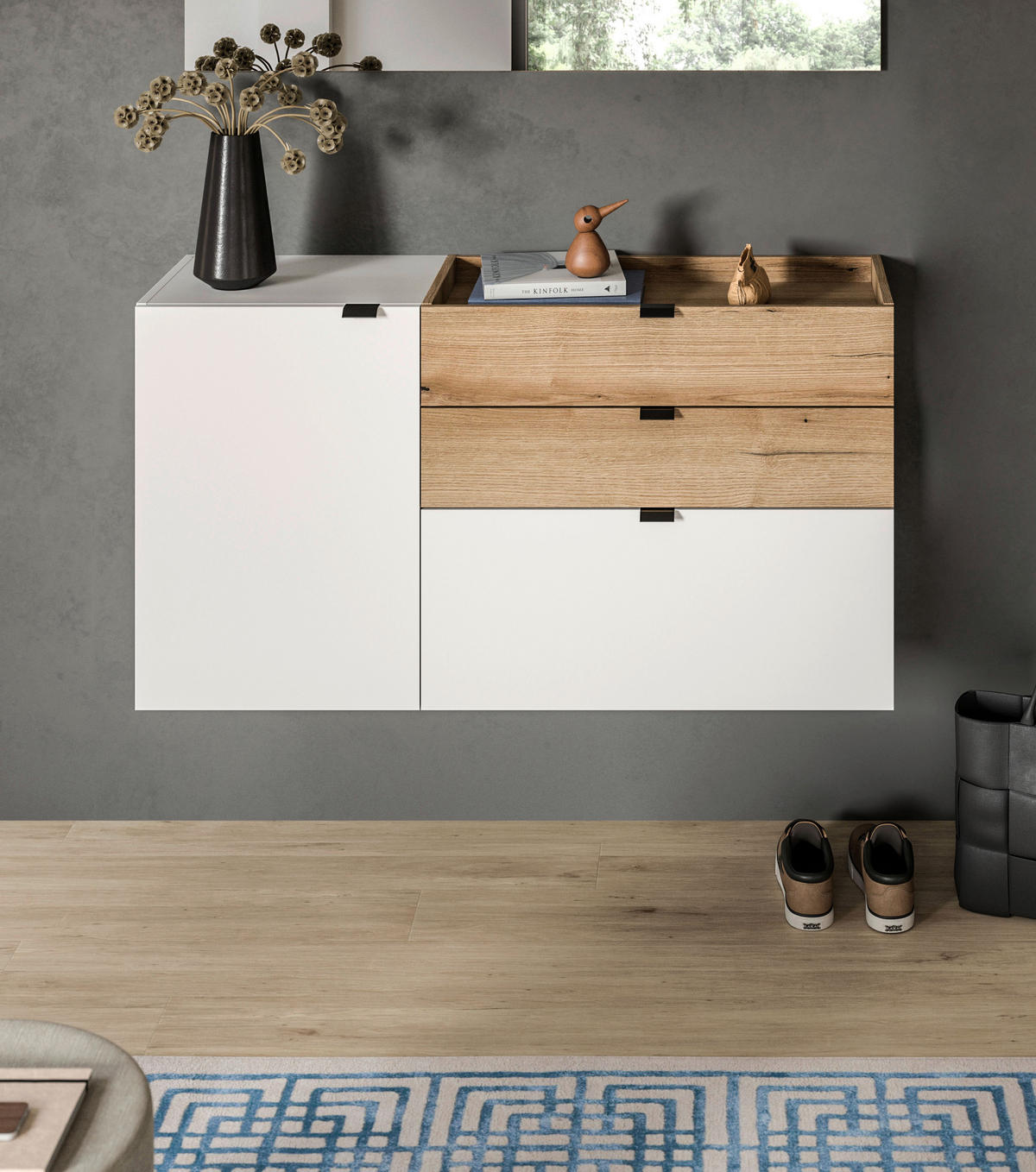 Hängeschuhschrank Naro weiß Evoke Oak Nachbildung B/H/T: ca. 120x64x37 cm Naro - weiß (120,00/64,00/37,00cm) - xonox.home