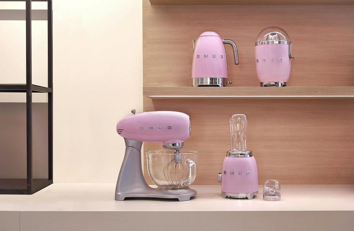 SMEG Küchenmaschine pink Aluminium Edelstahl B/H/L: ca. 24x45x41 cm Multifunktionsküchenmaschine - pink (41,00/24,00/45,00cm) - SMEG