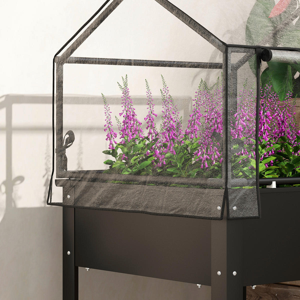 Outsunny Hochbeet schwarz Stahl B/H/L: ca. 60x120x60 cm Hochbeet - schwarz (60,00/60,00/120,00cm) - Outsunny