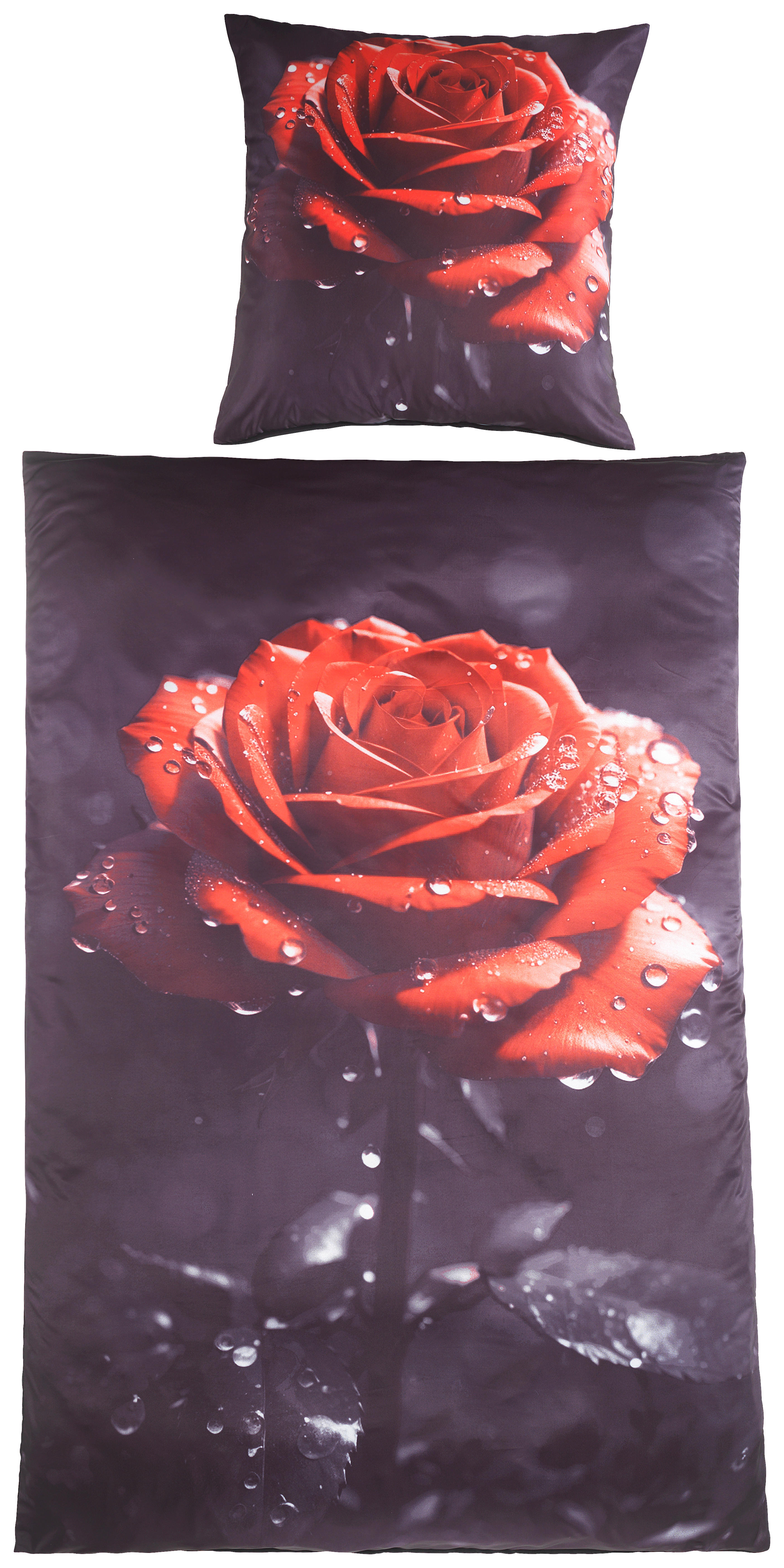 Microfaser Bettwäsche Wendebettwäsche_Microfaser_Rose - rot/schwarz (135,00/200,00cm) - beau rêve