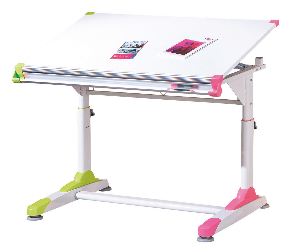 Schreibtisch 2Colorido weiß pink grün B/H/L: ca. 70,5x69,5x101 cm 2Colorido - pink/weiß (101,00/70,50/69,50cm) - Inter Link