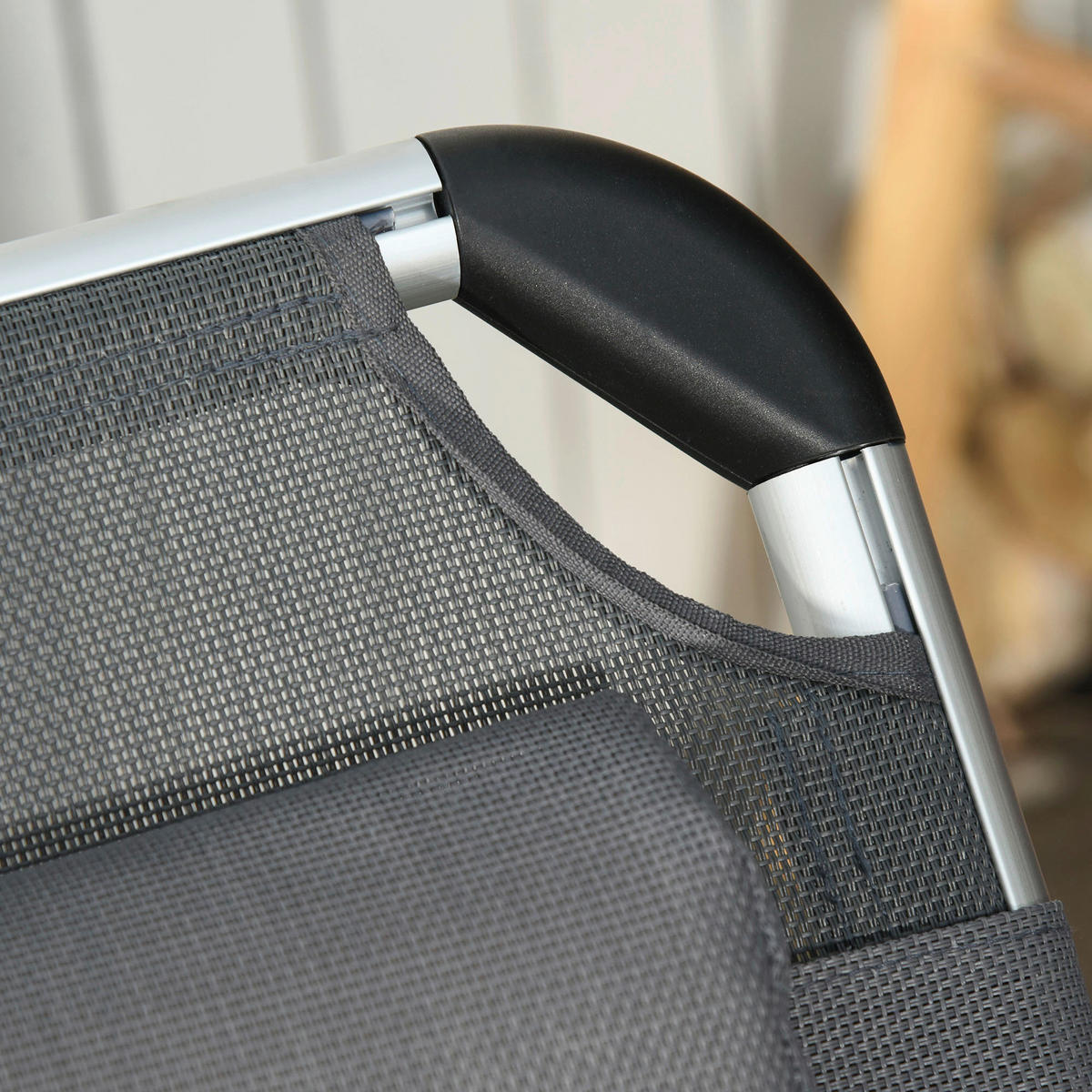 Outsunny Gartenliege grau Aluminium B/H/L: ca. 60x76x165 cm Gartenliege - grau (165,00/60,00/76,00cm) - Outsunny