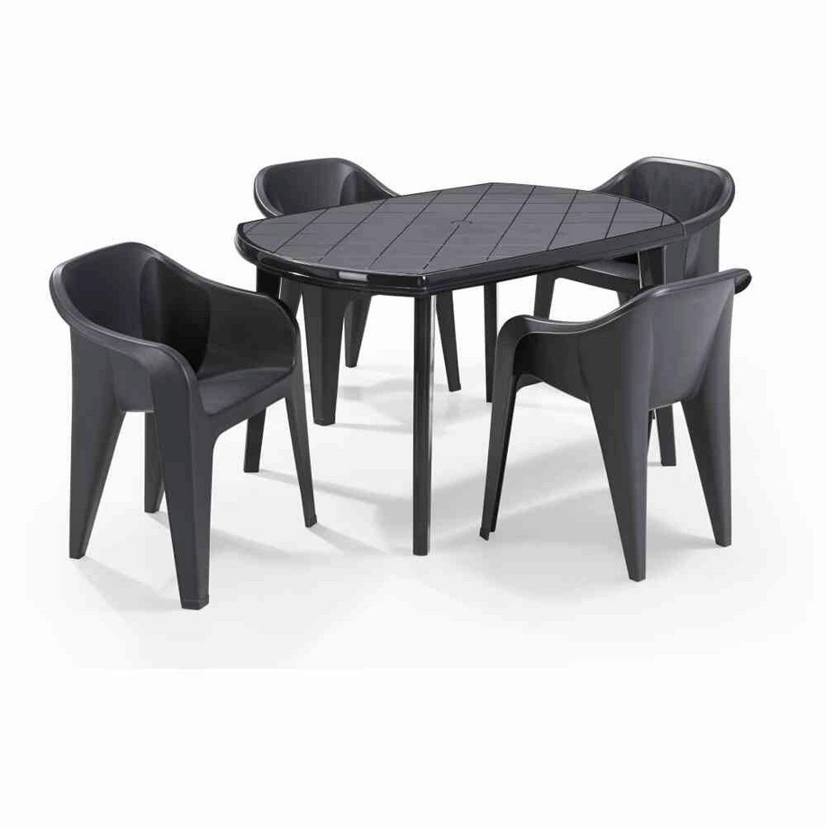 JARDIN,MADISON Gartensitzgruppe + Auflagen Aruba Graphit Kunststoff B/H/L: ca. 90x110x137 cm Aruba - terra/Graphit (137,00/90,00/110,00cm) - JARDIN,MADISON