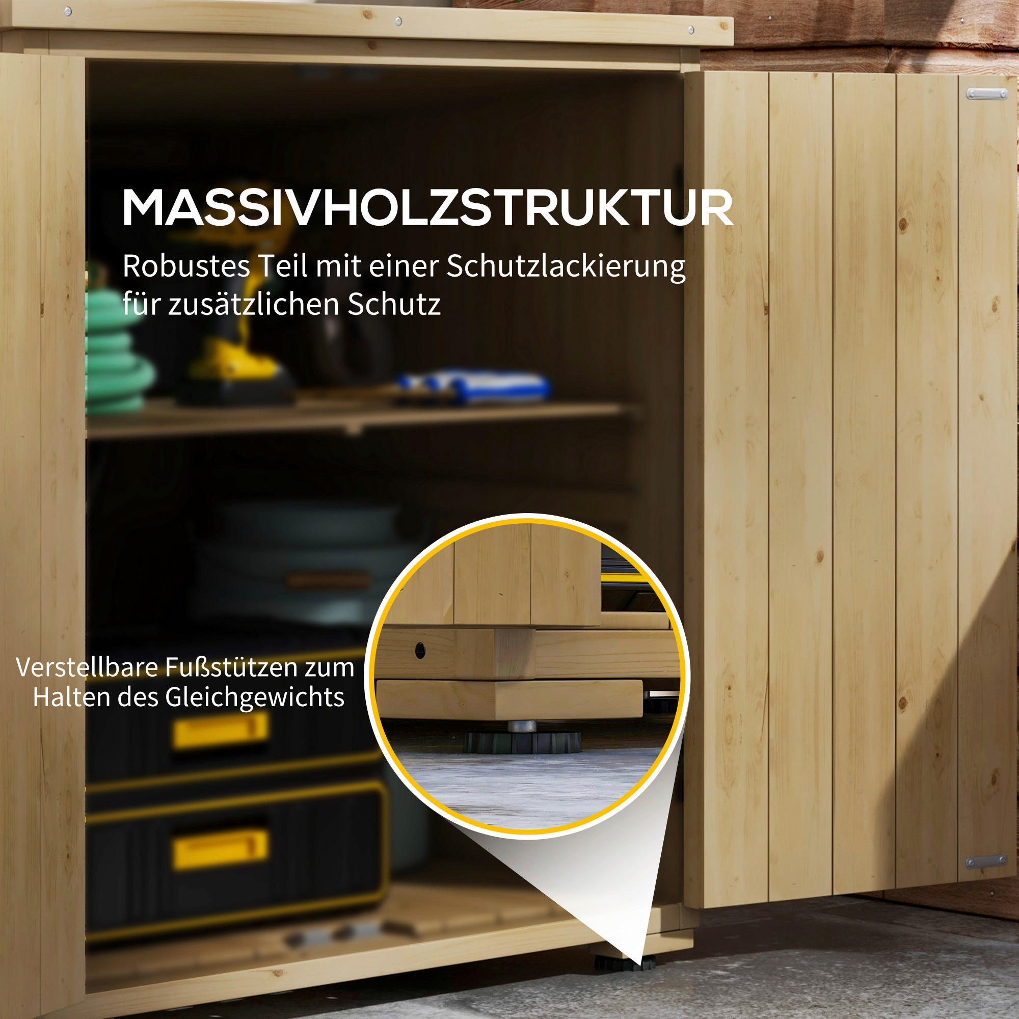 Outsunny Gartenschrank natur Polypropylen B/H/L: ca. 88x77,5x90 cm Gartenschrank - natur (90,00/88,00/77,50cm) - Outsunny