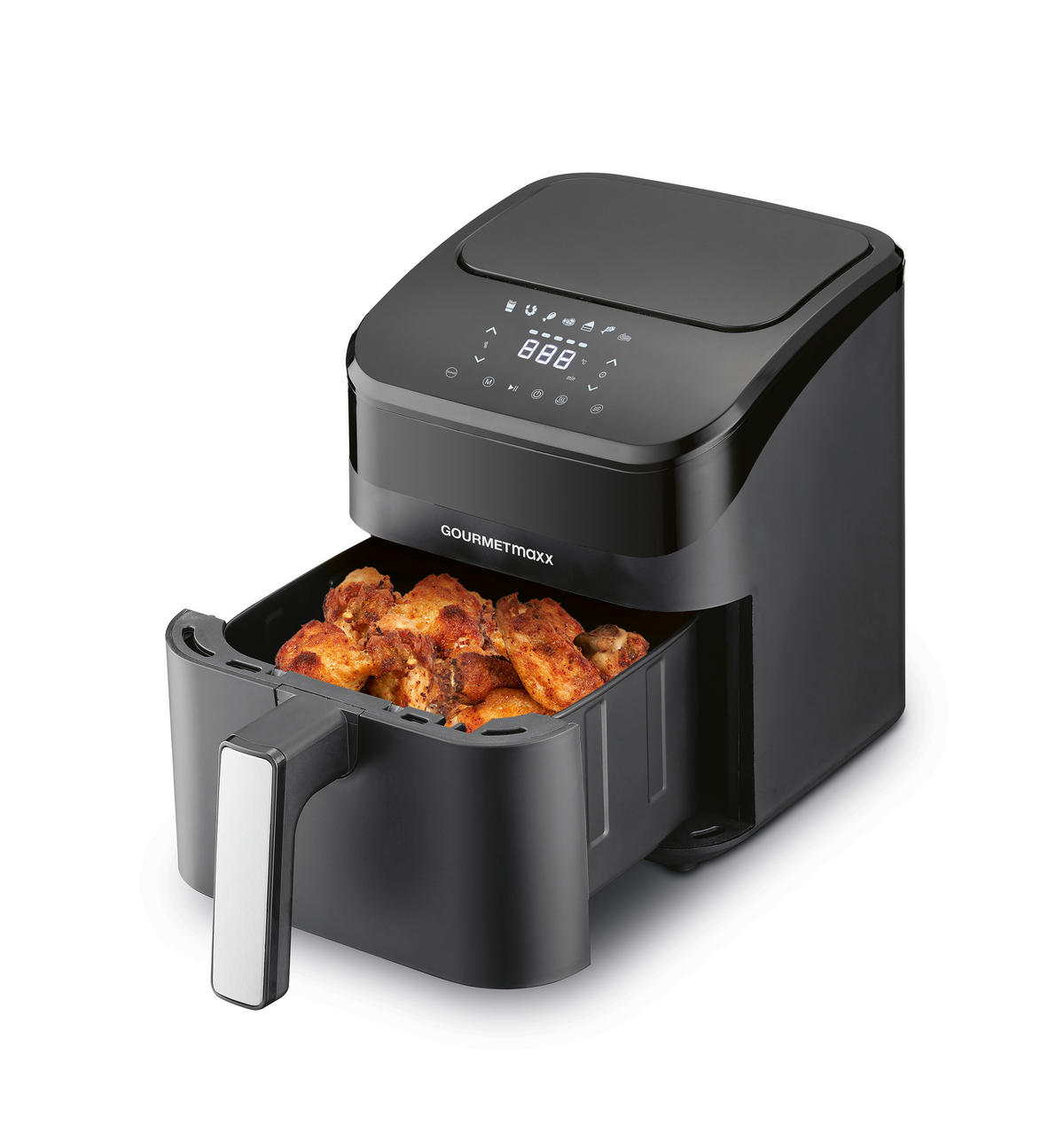 GOURMETmaxx Heißluftfritteuse schwarz Metall B/H/L: ca. 24x28,6x34,9 cm ca. 4 l Heißluftfritteuse 15021 - schwarz (34,90/24,00/28,60cm) - GOURMETmaxx