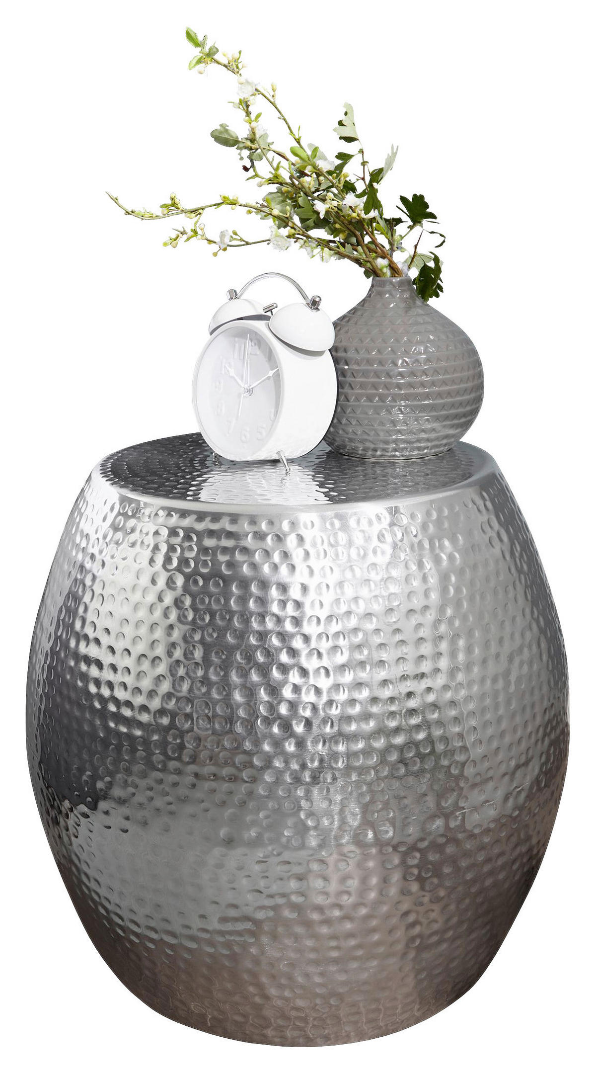 Beistelltisch silber lackiert Aluminium B/H/T: ca. 42x42x42 cm Beistelltisch - silber (42,00/42,00/42,00cm) - Wohnling