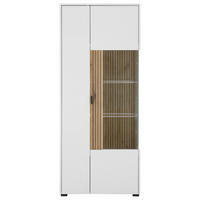 Vitrine Hudson weiß matt Eiche Evoke Coast Nachbildung B/H/T: ca. 75x180x38 cm Hudson - Eiche/weiß (75,00/180,00/38,00cm)