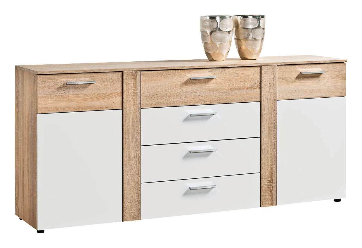 Kommode Trentino Eiche Sonoma Nachbildung weiß B/H/T: ca. 180x81x40 cm Trentino - Eiche/weiß (180,00/81,00/40,00cm)