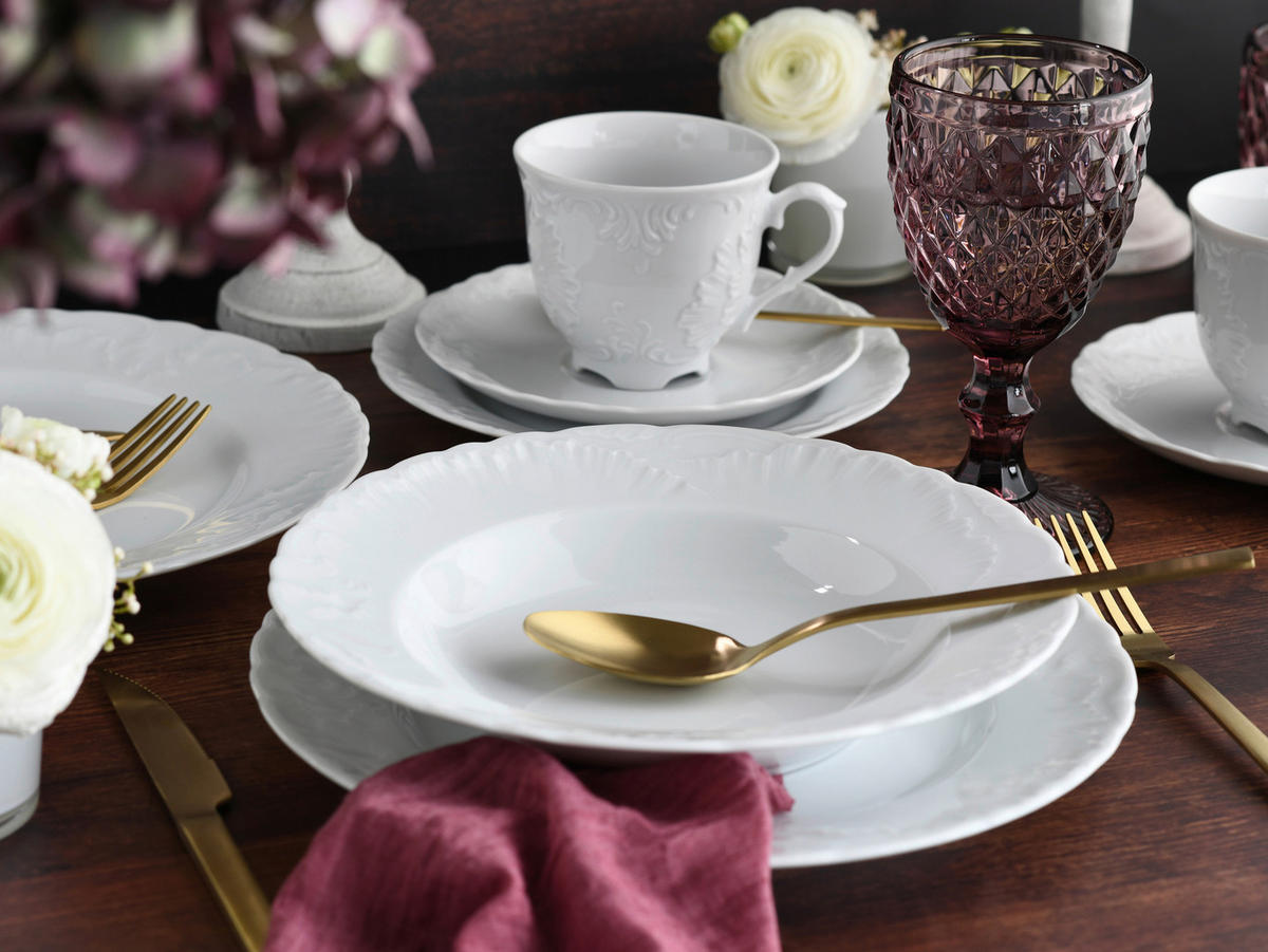CreaTable Kombiservice Rokoko weiß Porzellan 30 tlg. Rokoko - weiß - CreaTable