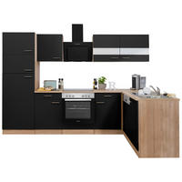 Respekta Winkelküche Economy schwarz matt B/H/T: ca. 280x200x172 cm Economy - Eiche/schwarz (280,00/200,00/172,00cm) - Respekta