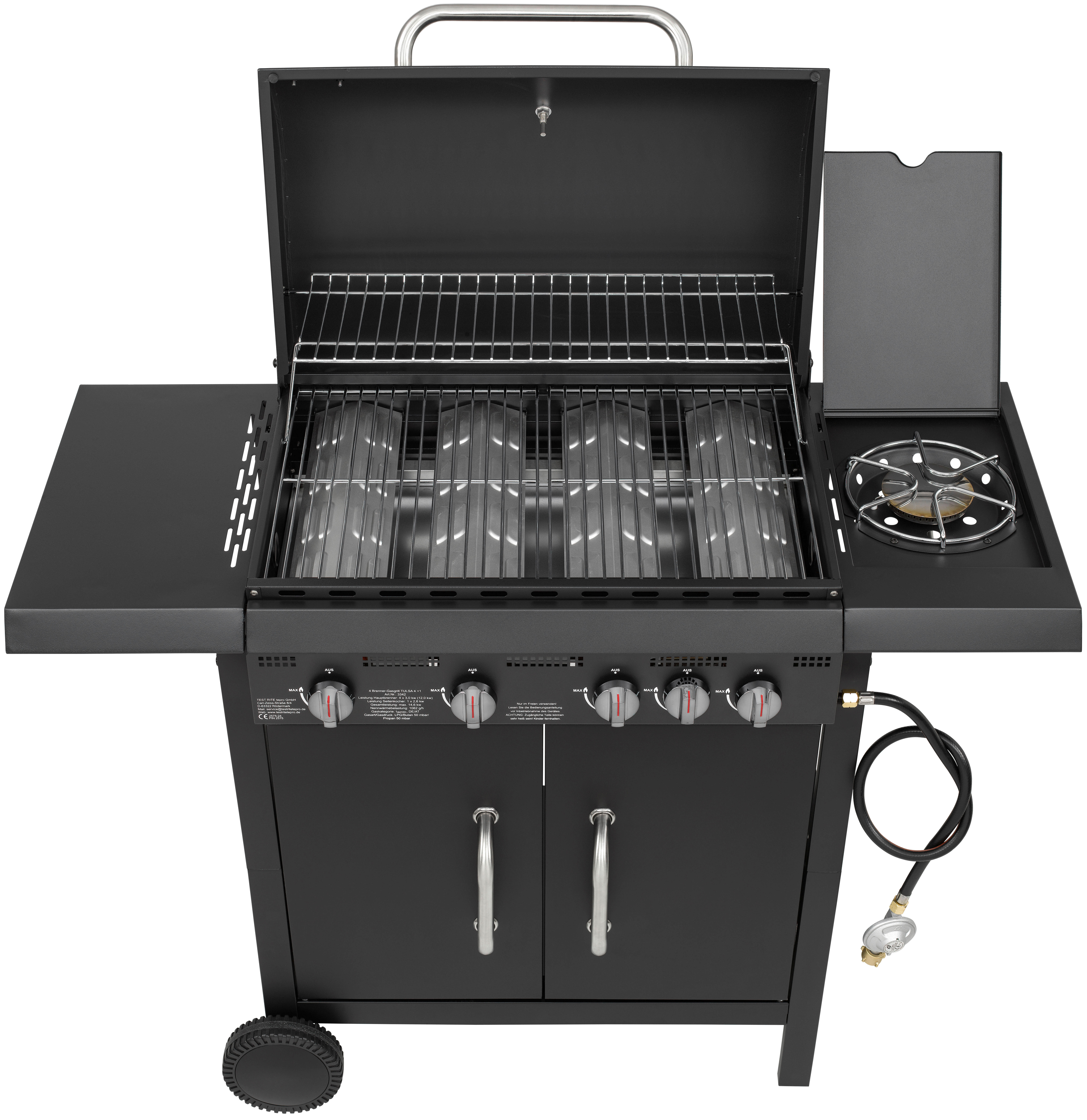 tepro Gasgrill Stahl B/H/L: ca. 53x95x108 cm Gasgrill_Tulsa_4+1 - schwarz (108,00/53,00/95,00cm) - tepro