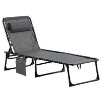 Outsunny Sonnenliege grau Stahl B/H/L: ca. 58x30x185 cm Sonnenliege - grau (185,00/58,00/30,00cm) - Outsunny