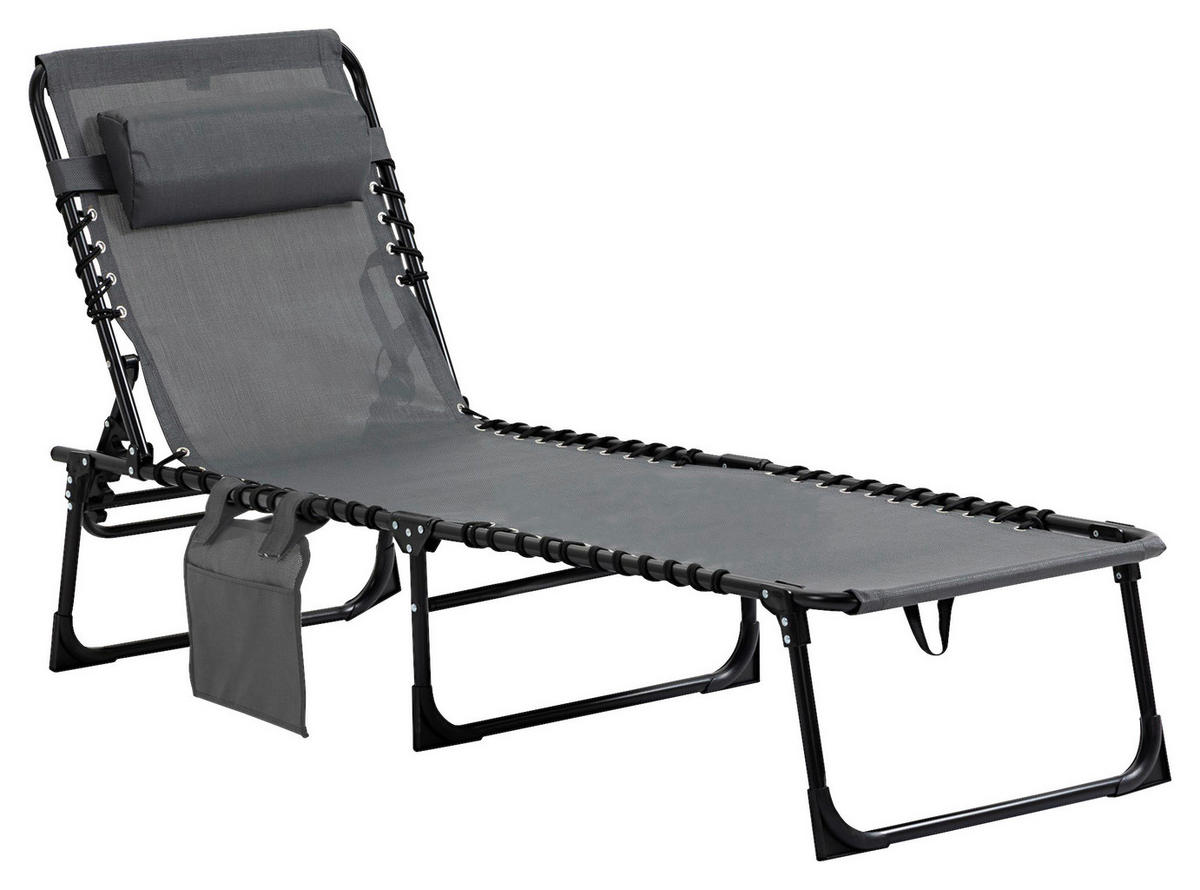 Outsunny Sonnenliege grau Stahl B/H/L: ca. 58x30x185 cm Sonnenliege - grau (185,00/58,00/30,00cm) - Outsunny