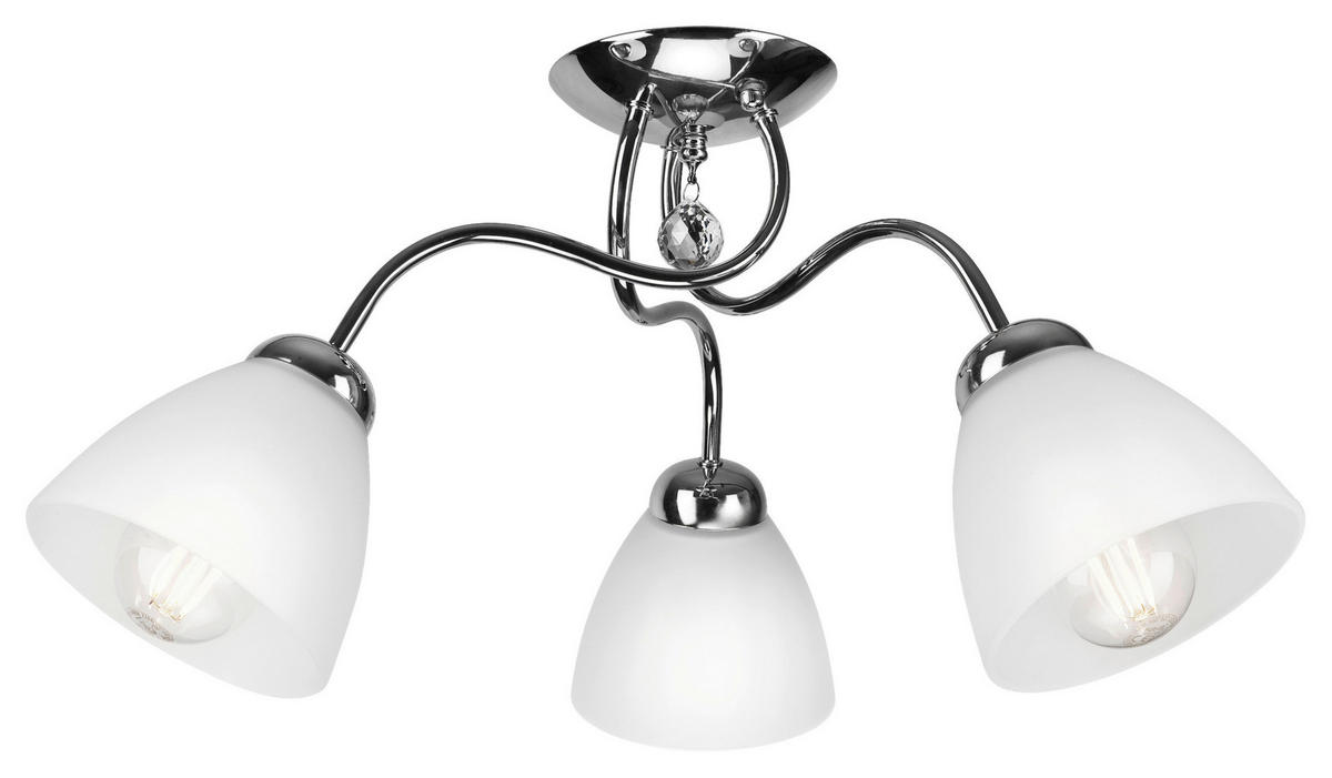 Lamkur Deckenleuchte MIRANDA 43593 Chrom Glas Metall H/L: ca. 31x50 cm E27 3 Brennstellen Miranda - Chrom (50,00cm) - Lamkur