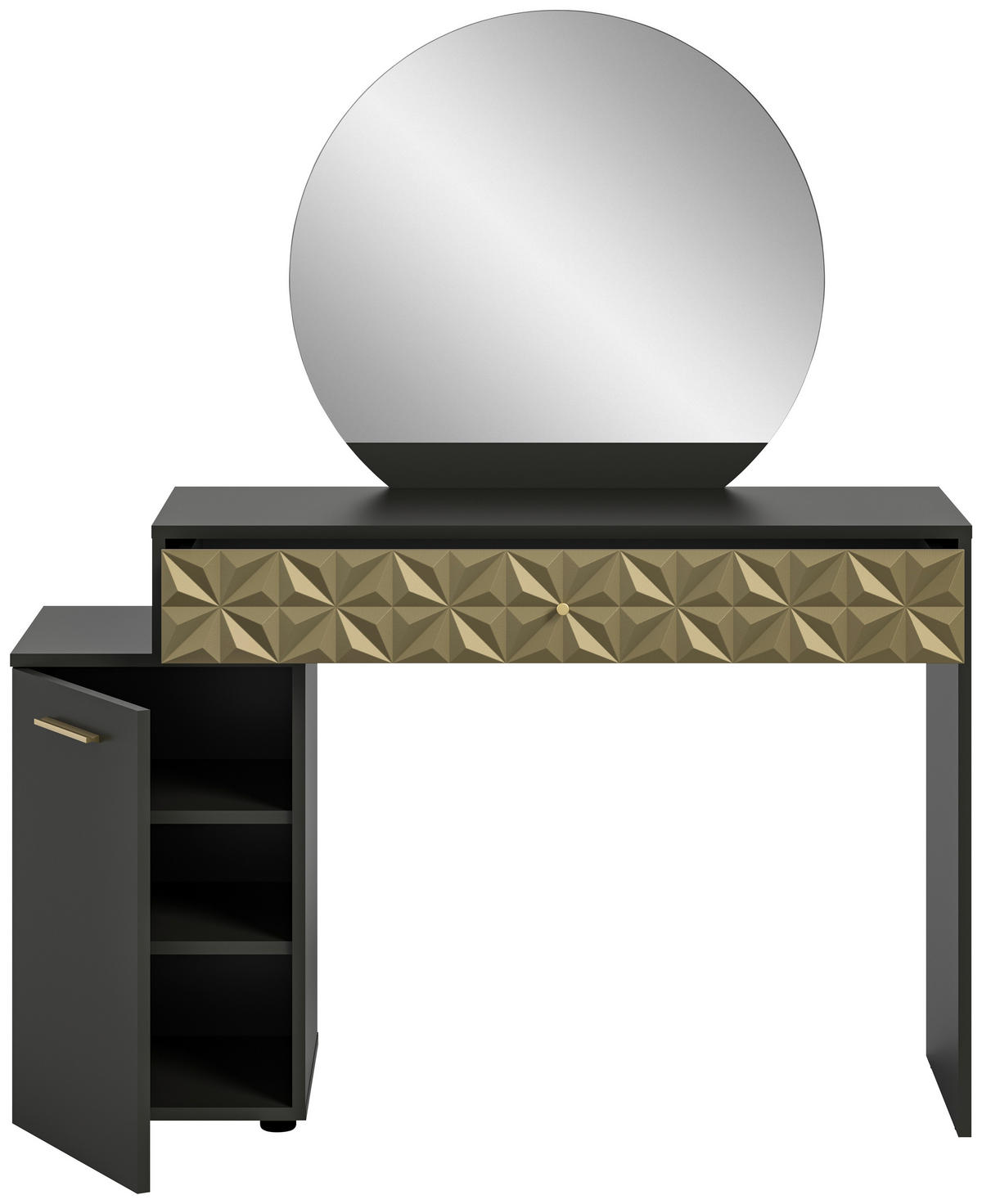 Schminktisch Prisma schwarz gold Optik B/H/T: ca. 117x138x42 cm Prisma - gold/schwarz (117,00/138,00/42,00cm)