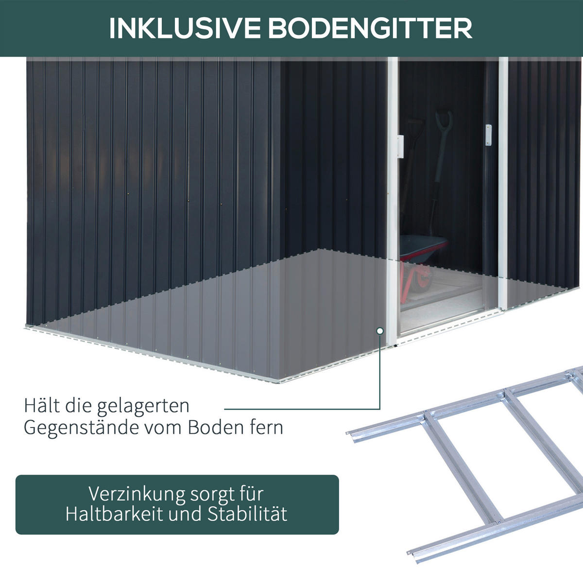 Outsunny Gartenhaus grau B/H/L: ca. 195x192x277 cm Gartenhaus - grau (277,00/195,00/192,00cm) - Outsunny