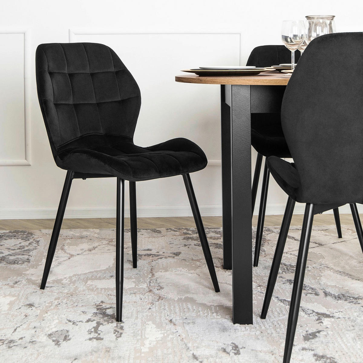 Stuhl LUCKY schwarz Velourstoff B/H/T: ca. 47x86x58 cm LUCKY - schwarz (47,00/86,00/58,00cm) - WIPMEB