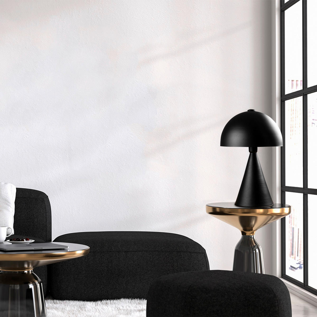 Opviq Tischleuchte Dodo schwarz Eisen B/H/T/L/D: ca. 30x52x30x30x30 cm E27 1 Brennstellen Dodo - schwarz (30,00/30,00/52,00cm) - Opviq