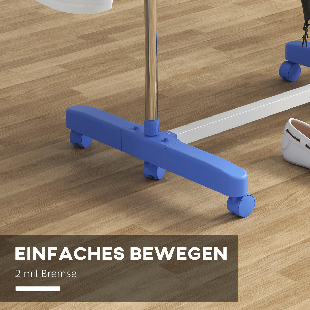 HOMCOM Wäscheständer blau Kunststoff B/H/L: ca. 55x142x152 cm Trockenständer - blau (152,00/55,00/142,00cm) - HOMCOM
