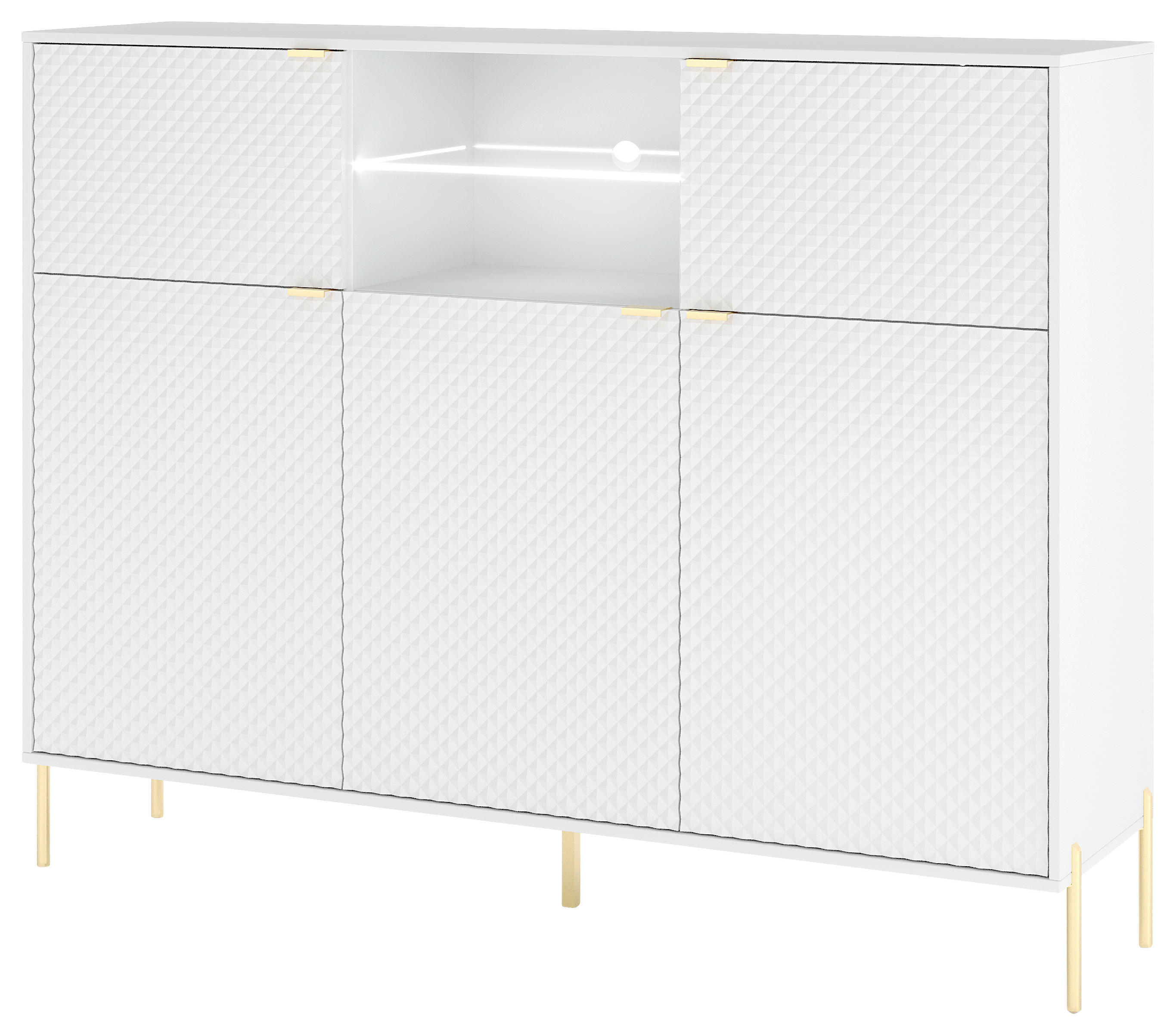Kommode KOMMODE DIAMOND DI3 LED weiß weiß glänzend B/H/T: ca. 155,9x125,9x42 cm KOMMODE DIAMOND DI3 LED - weiß (155,90/125,90/42,00cm) - WIPMEB
