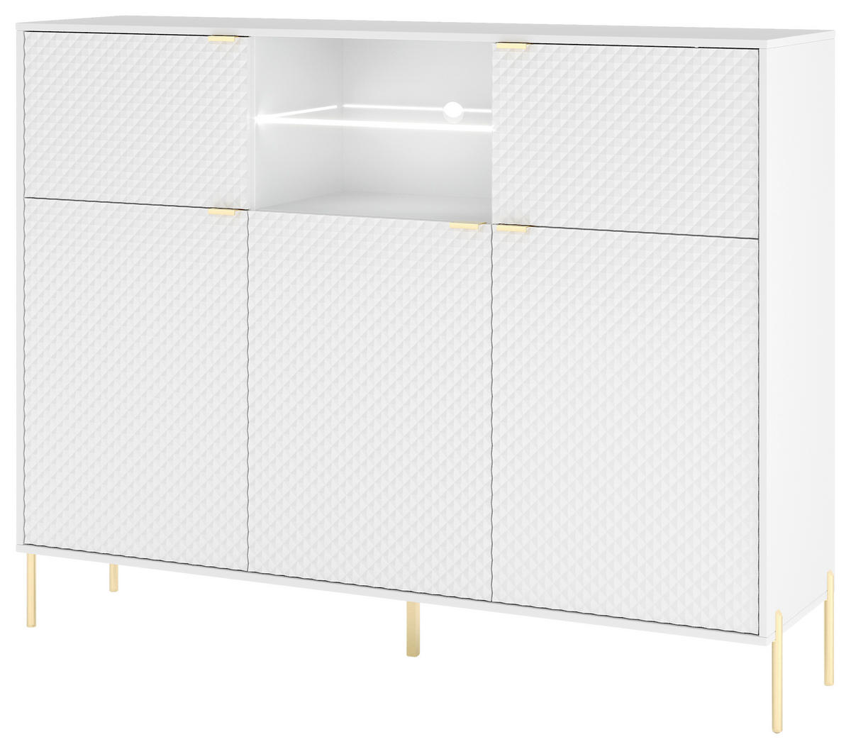 Kommode KOMMODE DIAMOND DI3 LED weiß weiß glänzend B/H/T: ca. 155,9x125,9x42 cm KOMMODE DIAMOND DI3 LED - weiß (155,90/125,90/42,00cm) - WIPMEB