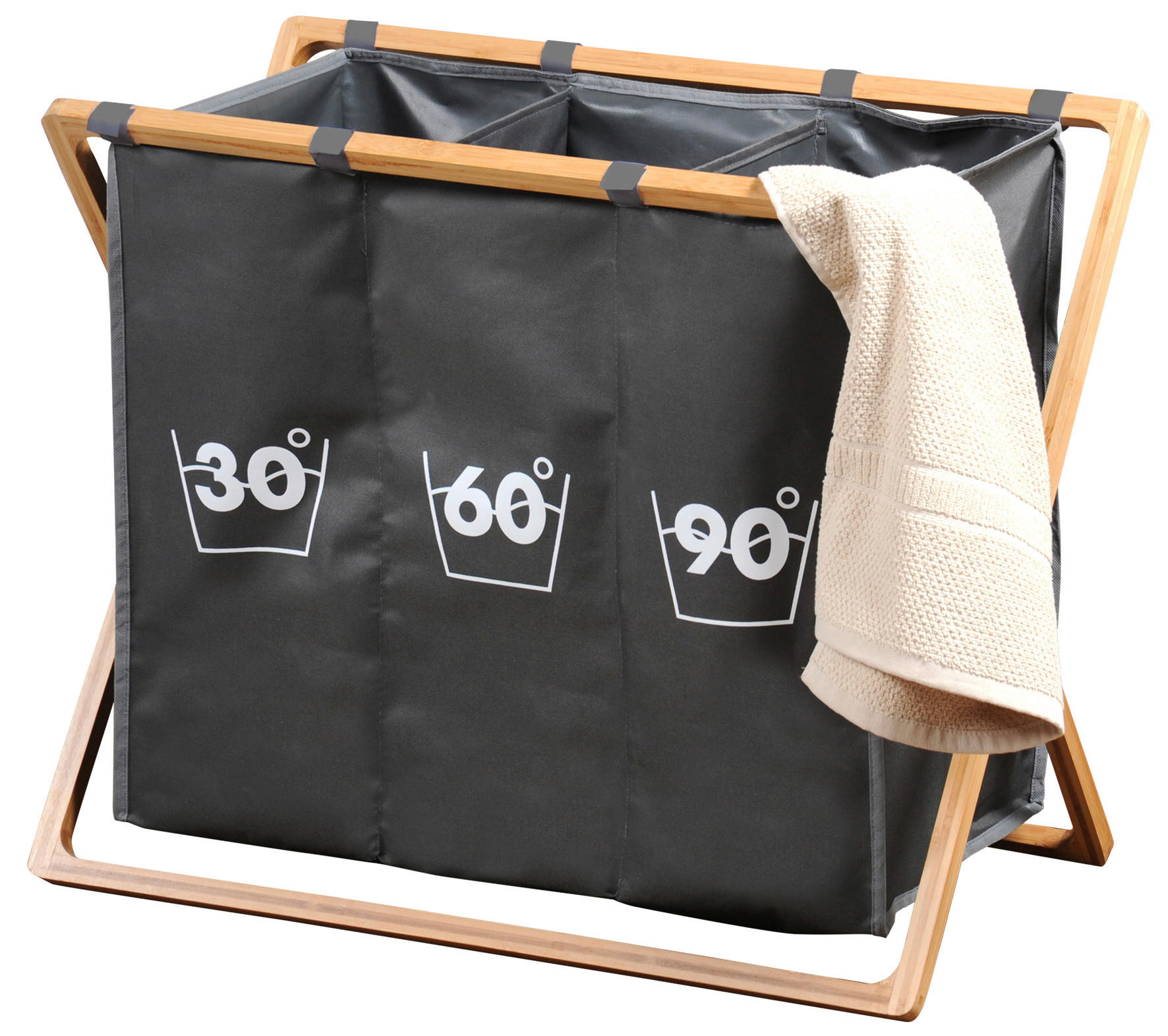 Kesper Wäschesammler anthrazit Bambus B/H/T: ca. 63x57x38 cm Wäschesammler - anthrazit (63,00/57,00/38,00cm) - Kesper