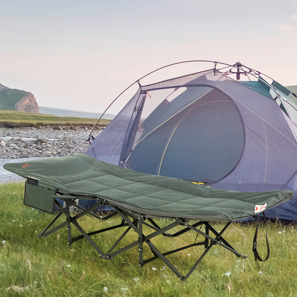 Outsunny Campingartikel B/H/L: ca. 186x68x48 cm Feldbett - grau (48,00/186,00/68,00cm) - Outsunny