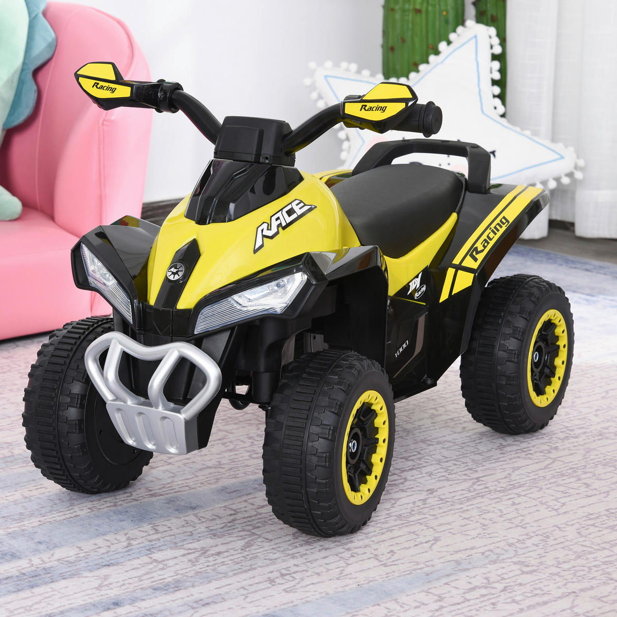 HOMCOM Kinder-Rutscherfahrzeug gelb B/H/L: ca. 38x44x67,5 cm Rutscherfahrzeug - gelb/schwarz (67,50/38,00/44,00cm) - HOMCOM