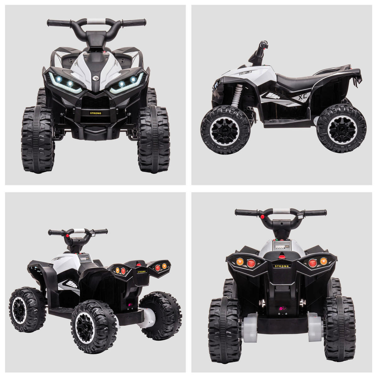 HOMCOM Kinderauto schwarz B/H/L: ca. 53x83x55,5 cm Elektro-Quad - weiß/schwarz (55,50/53,00/83,00cm) - HOMCOM