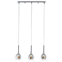 Brilliant Pendelleuchte 85573/20 Chrom grau klar Metall Rauchglas B/H/T: ca. 66x120x16 cm E14 3 Brennstellen Hadan - klar/Chrom (66,00/120,00/16,00cm) - Brilliant