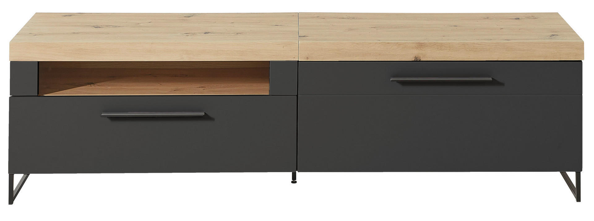 Thumbnail - TV-Lowboard Loft Two Eiche Artisan Nachbildung Graphit Lacklaminat supermatt B/H/T: ca. 192x55x44 cm