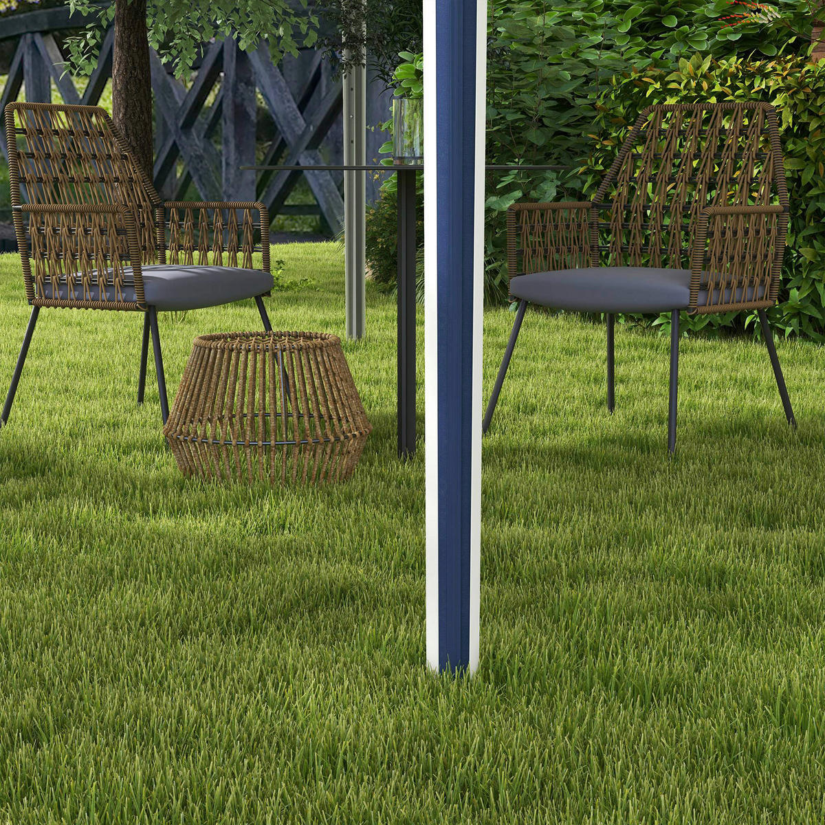 Outsunny Pavillon blau Polyester-Mischgewebe B/H/L: ca. 295x255x295 cm Pavillon - blau (295,00/295,00/255,00cm) - Outsunny