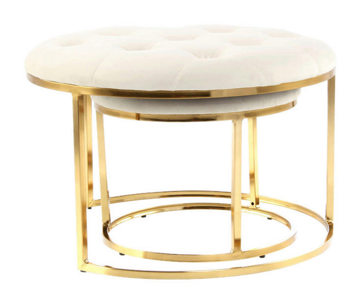 360 Living Hocker Myla 100 2er-Set elfenbein gold Metall Samt H/D: ca. 41x60 cm Myla 100 2er-Set - gold/elfenbein (60,00/41,00cm) - 360 Living