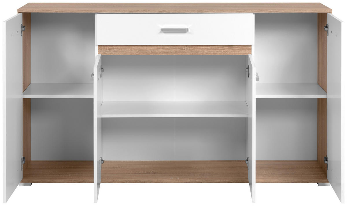 Sideboard Volos Eiche Sonoma Nachbildung weiß B/H/T: ca. 160x90x38 cm Volos - Eiche/weiß (160,00/90,00/38,00cm)