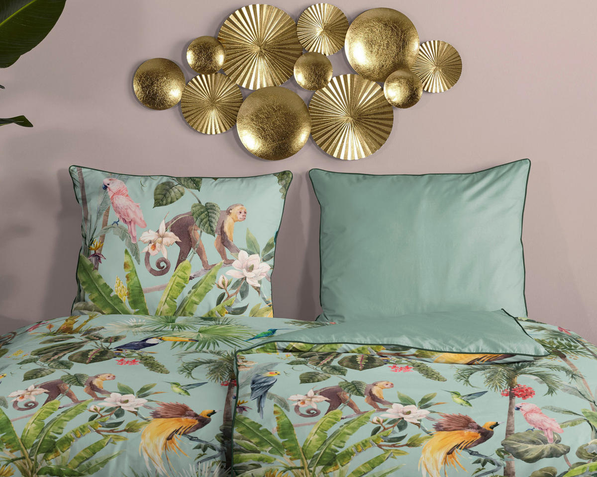 Baumwoll Bettwäsche Igandi Satin Igandi - grün (155,00/220,00cm) - Descanso